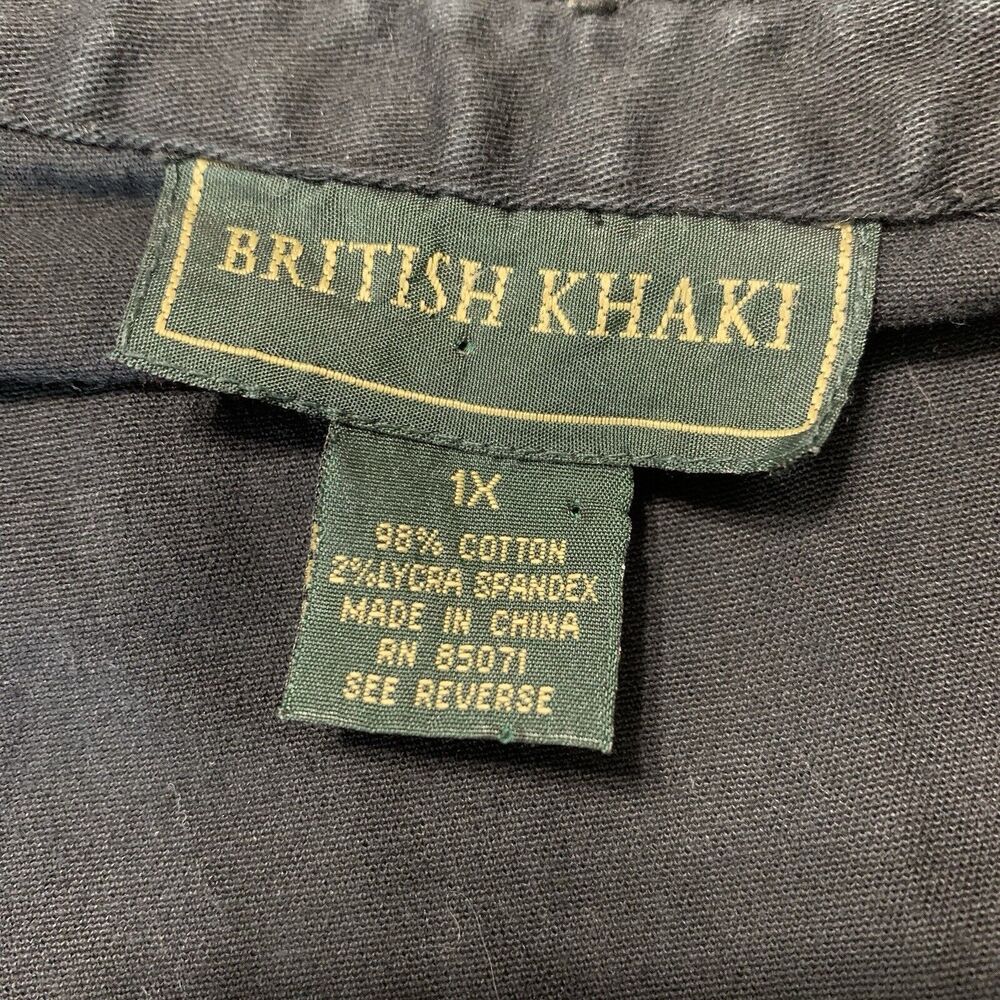 British Khaki Vest Women 1X Black Denim Snap Buttons Beaded Boho Artsy Floral - Picture 3 of 16